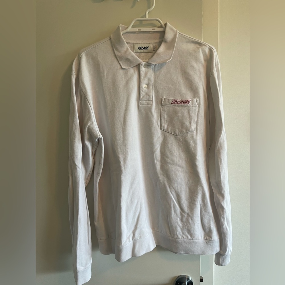 PALACE Skateboard White Long Sleeve Polo